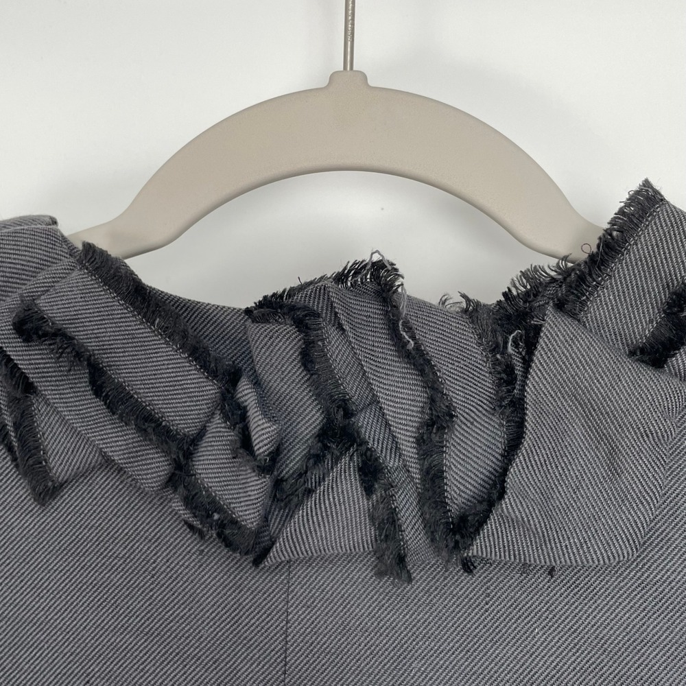 Rebecca Taylor Women's Gray Ruffle Edwardian Boss Babe Office Blazer Size 2 - Picture 10 of 12